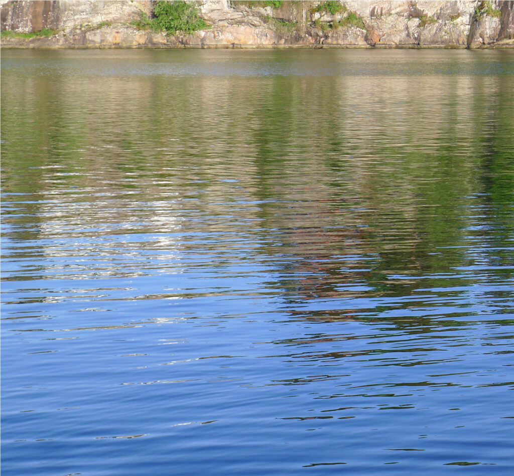 Reflections in water.